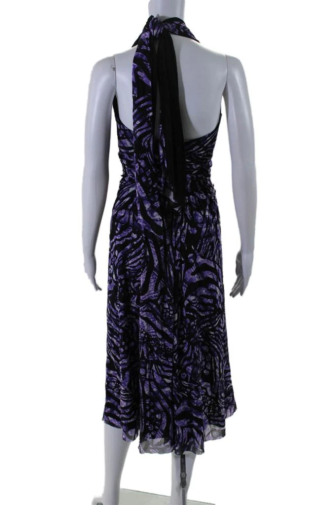 FUZZI Womens Purple Printed Halter Neck Sleeveless Shift Dress 3