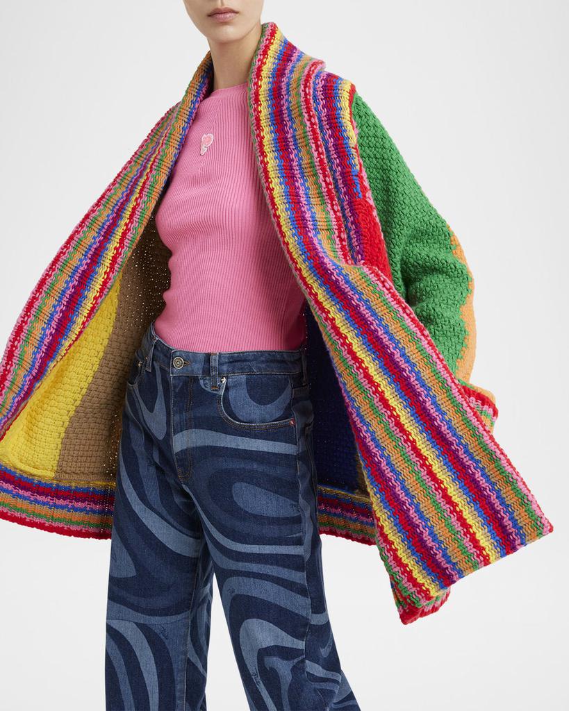 EMILIO PUCCI Multicolor Wool Wrap Cardigan - Jackets - Free