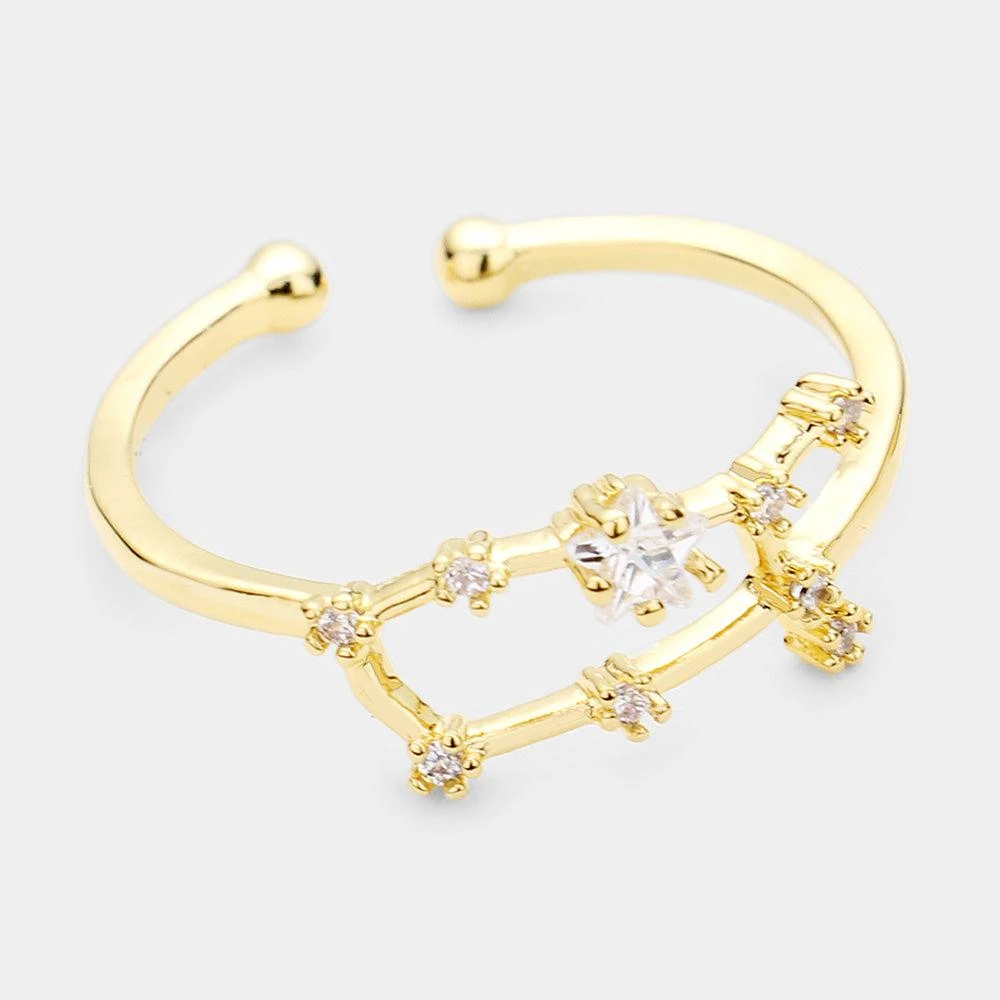 FASHNZFAB Secret Box _ 14k Gold Dipped CZ Zodiac Sign Gemini Ring 2