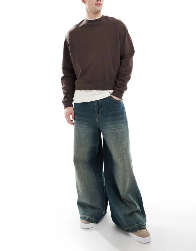 Bershka Bershka mega baggy jeans in blue wash 1
