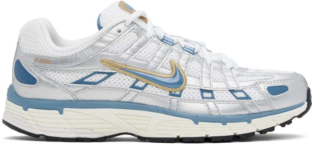 NIKE White & Blue P-6000 Sneakers 1