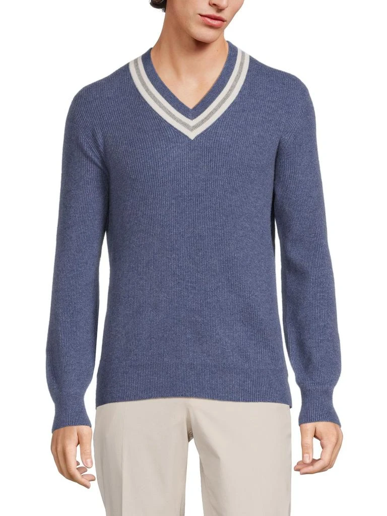 Brunello Cucinelli Ribbed Contrast-Trim Cashmere Sweater 1