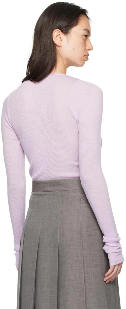 AURALEE Purple Wool Soft Rib Crew Neck Sweater 3