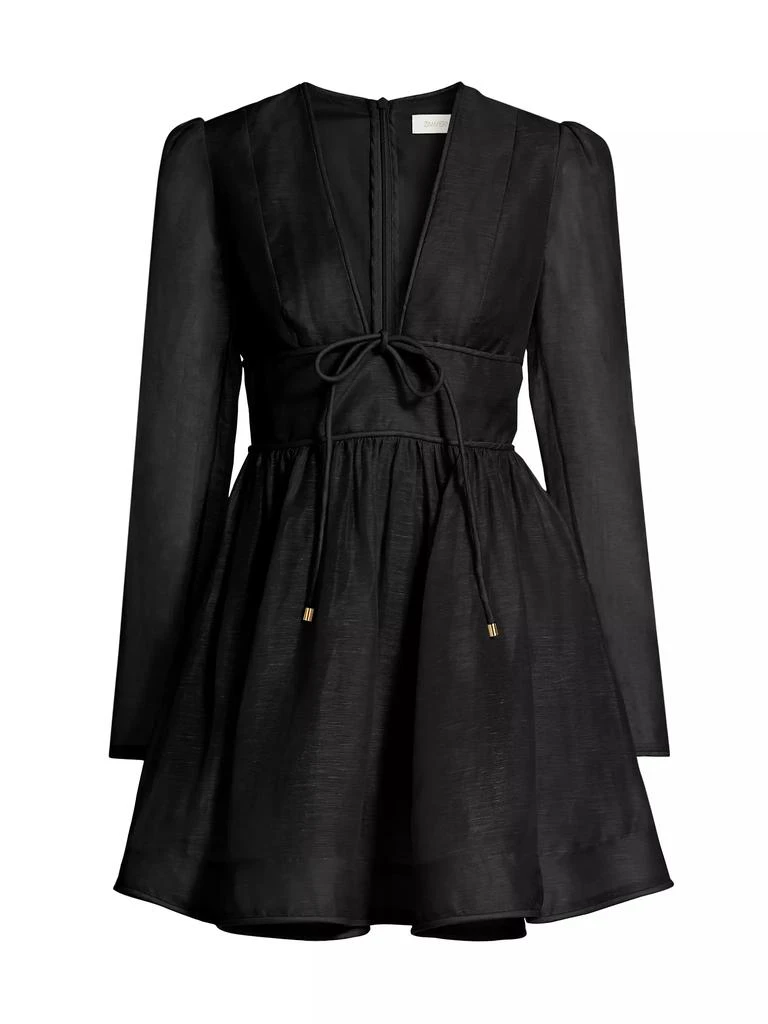 Zimmermann Eden Linen & Silk Plunging V-Neck Minidress 1