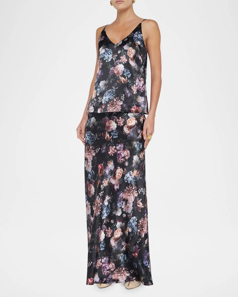 L'Agence Gabriella V-Neck Floral Silk Tank Top 2