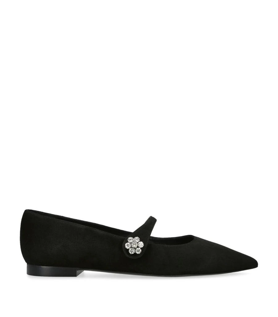 Stuart Weitzman Suede Fleur Mary Jane Flats 1