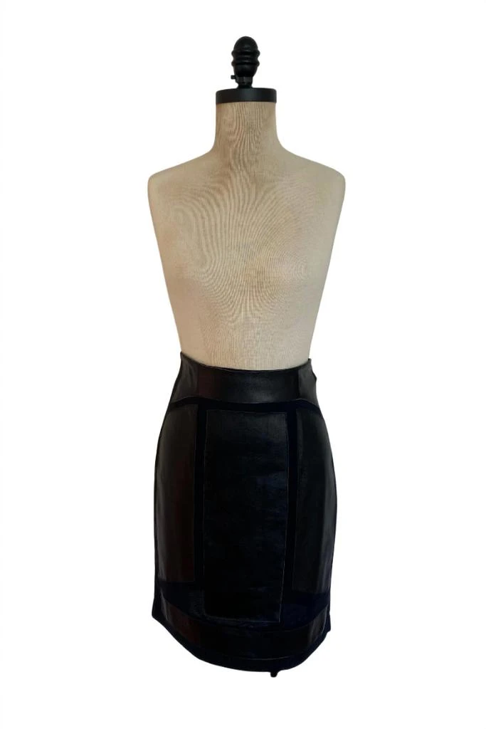 black leather sheath dress Emily McCarthy Vegan Leather Hampton Mini Dress M main image 0