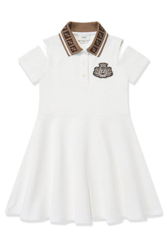 Fendi Fendi Kids Logo Patch Flared Piqué Dress