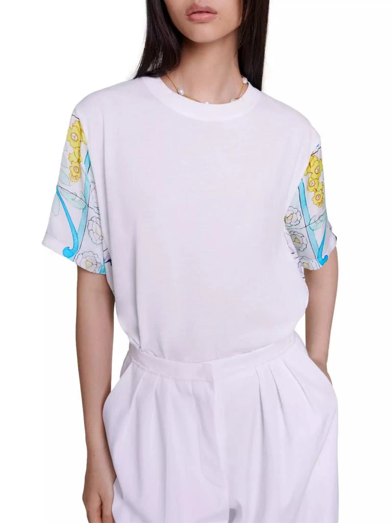 Maje Dual-Material Print T-Shirt 2