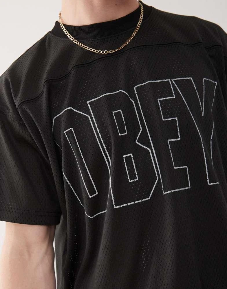 Obey Obey large logo football jersey in black 3