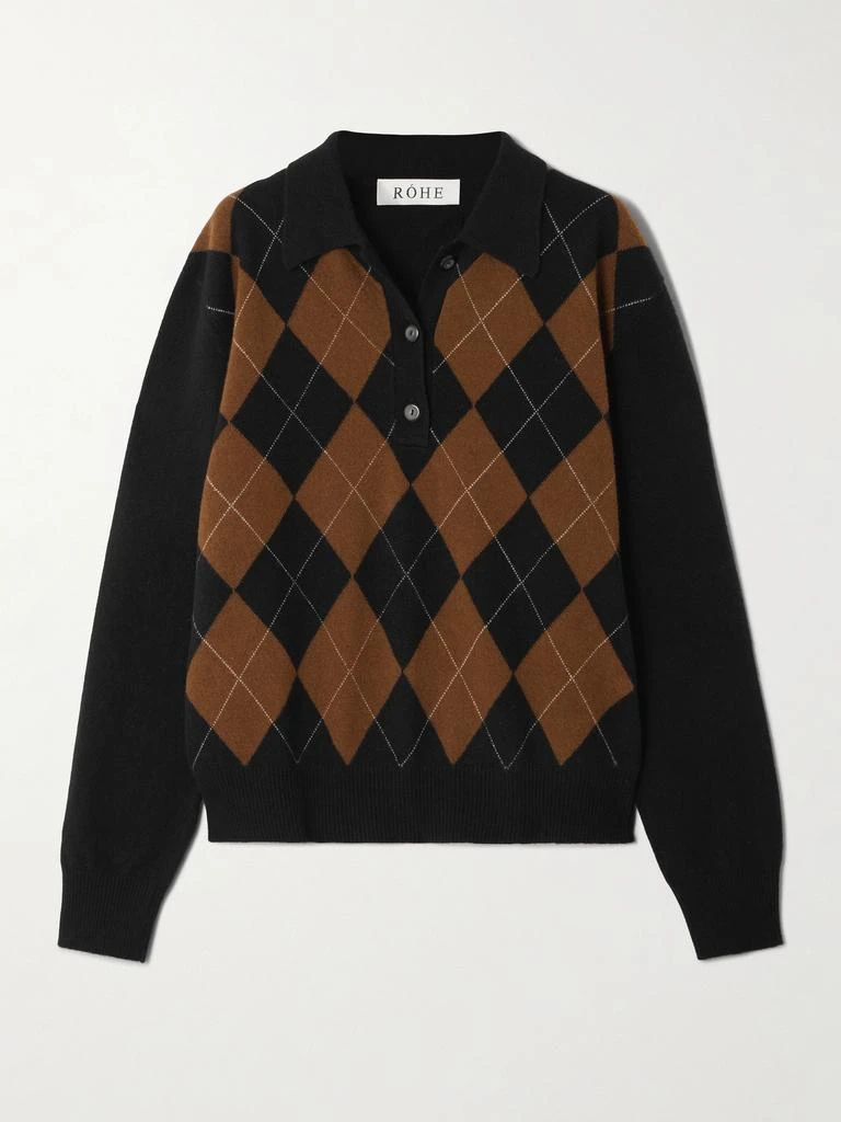 RÓHE Argyle Wool Polo Sweater