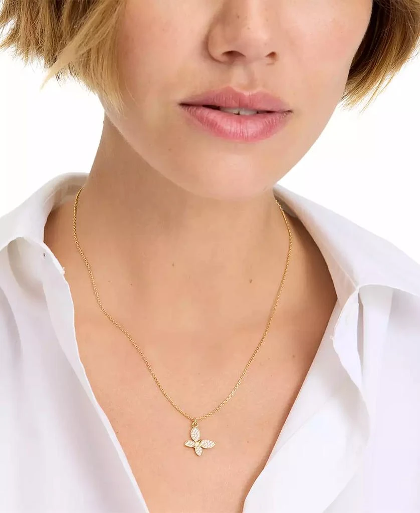 Kate Spade Lucky Charm Gold-Tone Pavé Crystal Butterfly Pendant Necklace, 16" + 3" extender 4