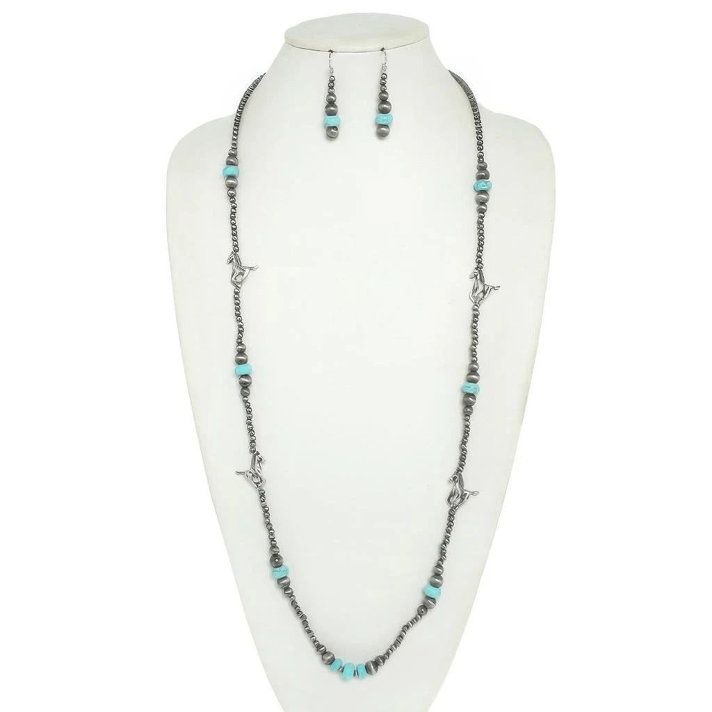 TRUEDAMES Western Navajo Pearl Equestrian Necklace Set 2