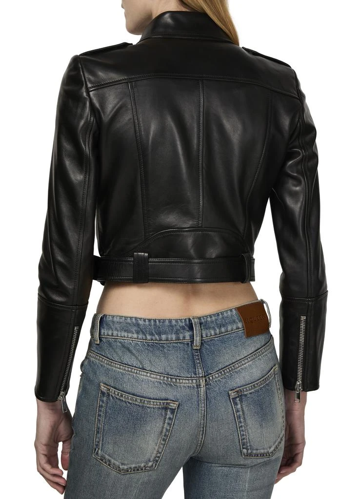 Alexander McQueen Cropped biker leather jacket 5