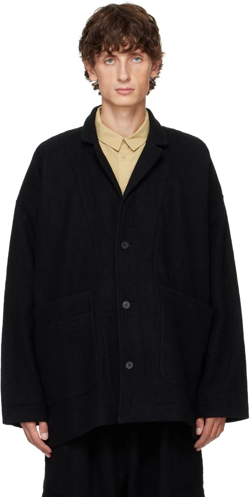 Jan-Jan Van Essche Black O-Project Teddy Wool Twill Blazer 1