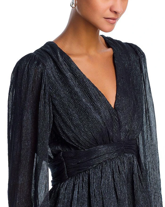 AQUA Metallic V Neck Long Sleeve Top - Exclusive 4
