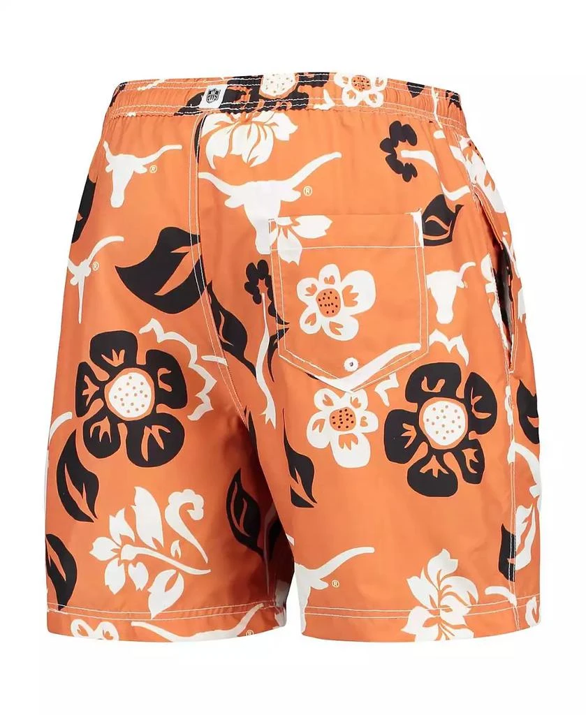 Wes & Willy Men's Texas Orange Texas Longhorns Floral Volley Logo Swim Trunks 3