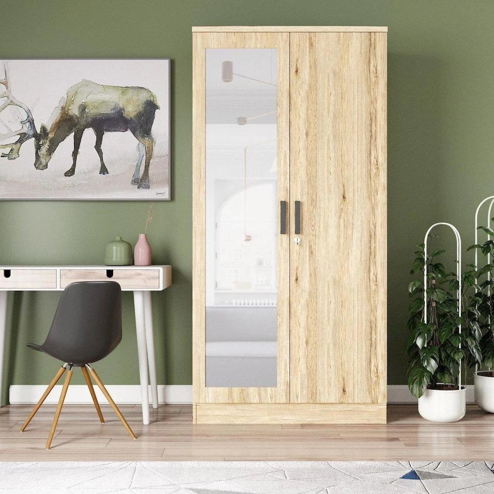 Woodpeckers Furniture and Mattress 2 Doors Wardrobe Mirrored Door 3