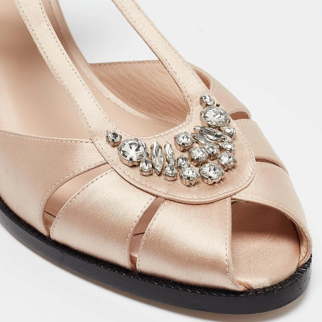 Fendi Fendi Pink Satin Crystal Embellished T-Bar Ankle Strap Sandals Size 41 7