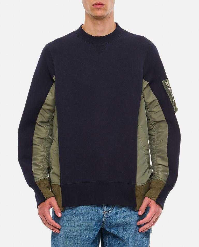 Black Sponge Sweat x Nylon Twill Pullover Sweatshirt by