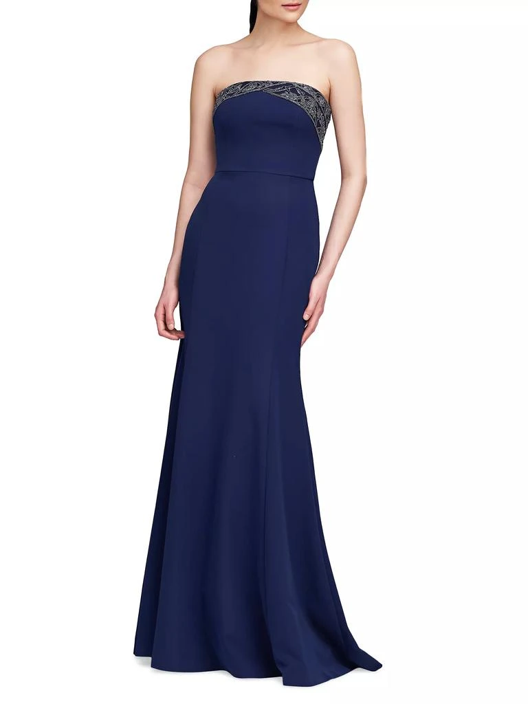 Theia Londyn Beaded Crepe Strapless Gown 4