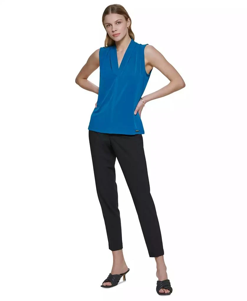 Calvin Klein Gathered V-Neck Sleeveless Top 2