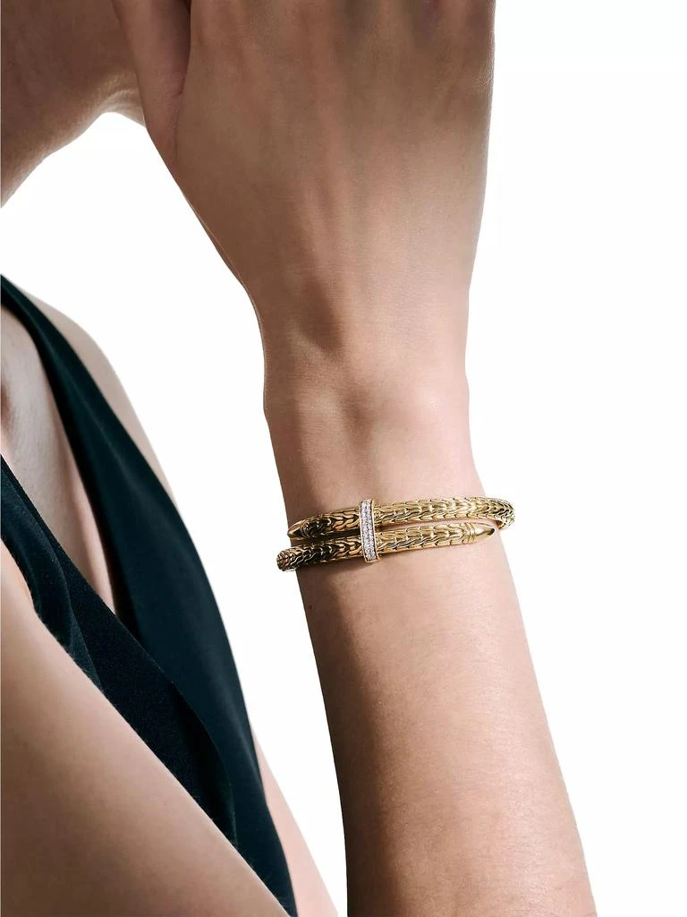 John Hardy Spear 14K Gold & Diamond Pavé Flex Cuff Bracelet 2
