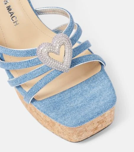 Mach & Mach Double Heart denim wedges 5