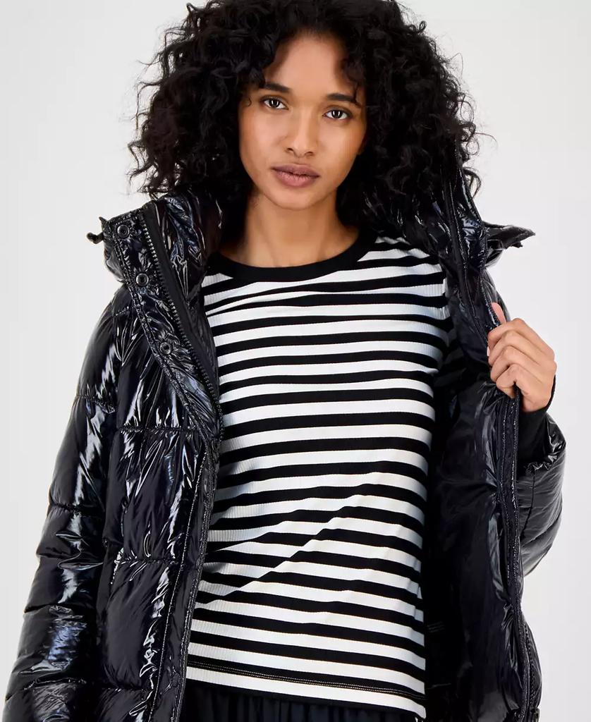 ella eLLa ブルゾン Shop Women's Ella Hooded Thumbhole-Cuff Shine Puffer Coat on Sale