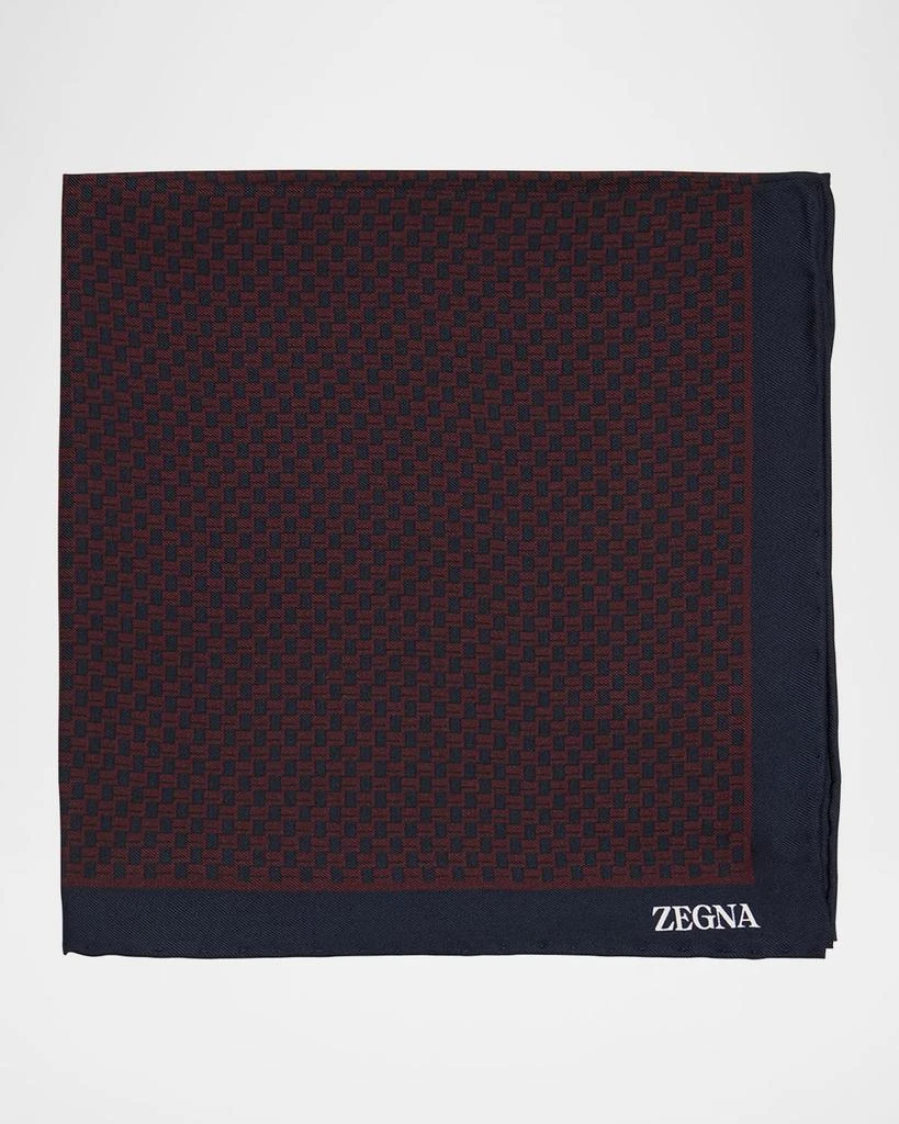 Zegna Men
s Mini Geometric Silk Pocket Square