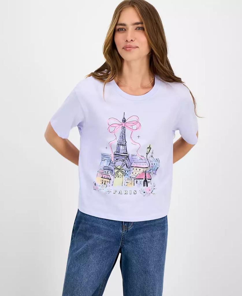 Rebellious One Juniors' Paris Bow Graphic T-Shirt
