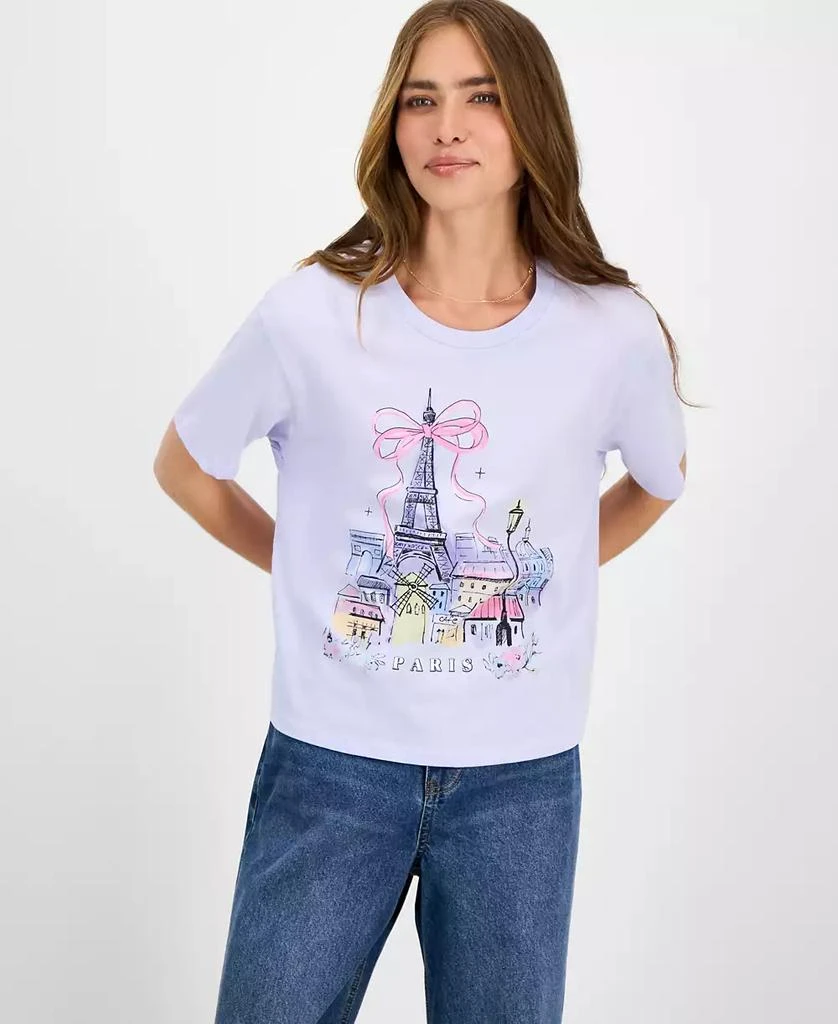 Rebellious One Juniors' Paris Bow Graphic T-Shirt 1