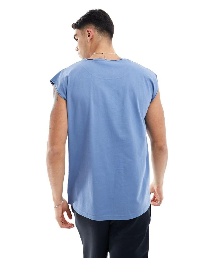 Brave Soul Brave Soul raw edge vest in coronet blue 4