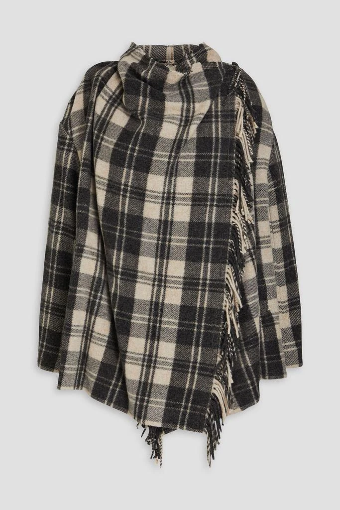 MARANT  ÉTOILE Flemingli fringed checked wool-blend felt coat 1