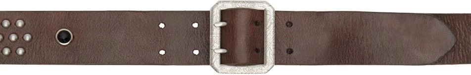RRL Brown Studded Logo Leather Belt 1