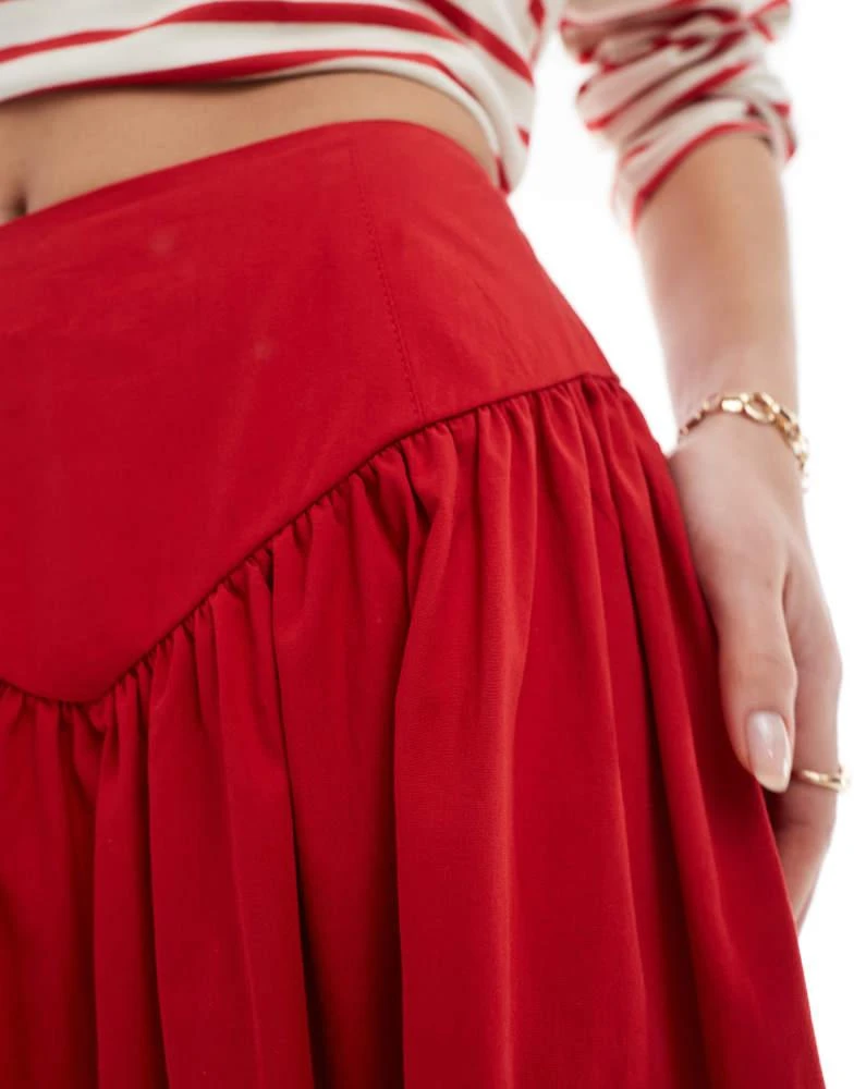 ASOS ASOS DESIGN corset detail maxi skirt in red 4