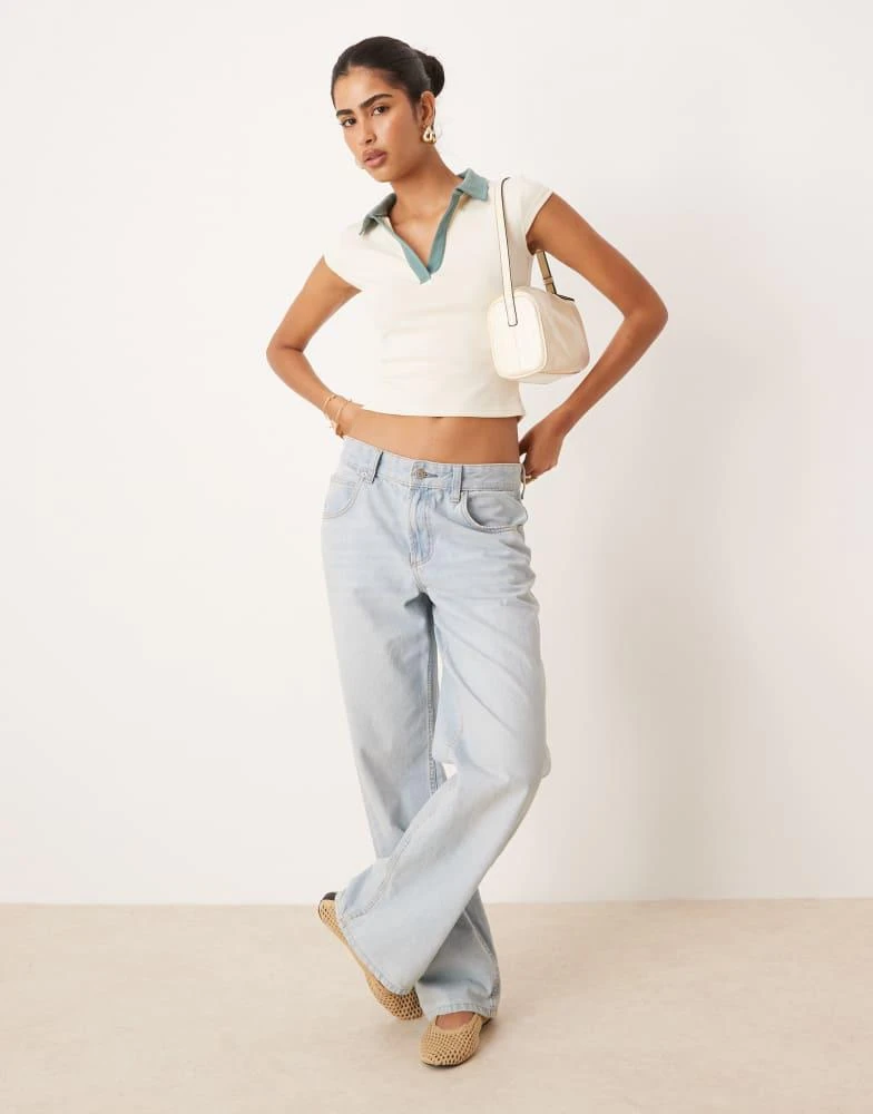 Cotton On Cotton On Alice deep v polo in creme fraiche/contrast 2