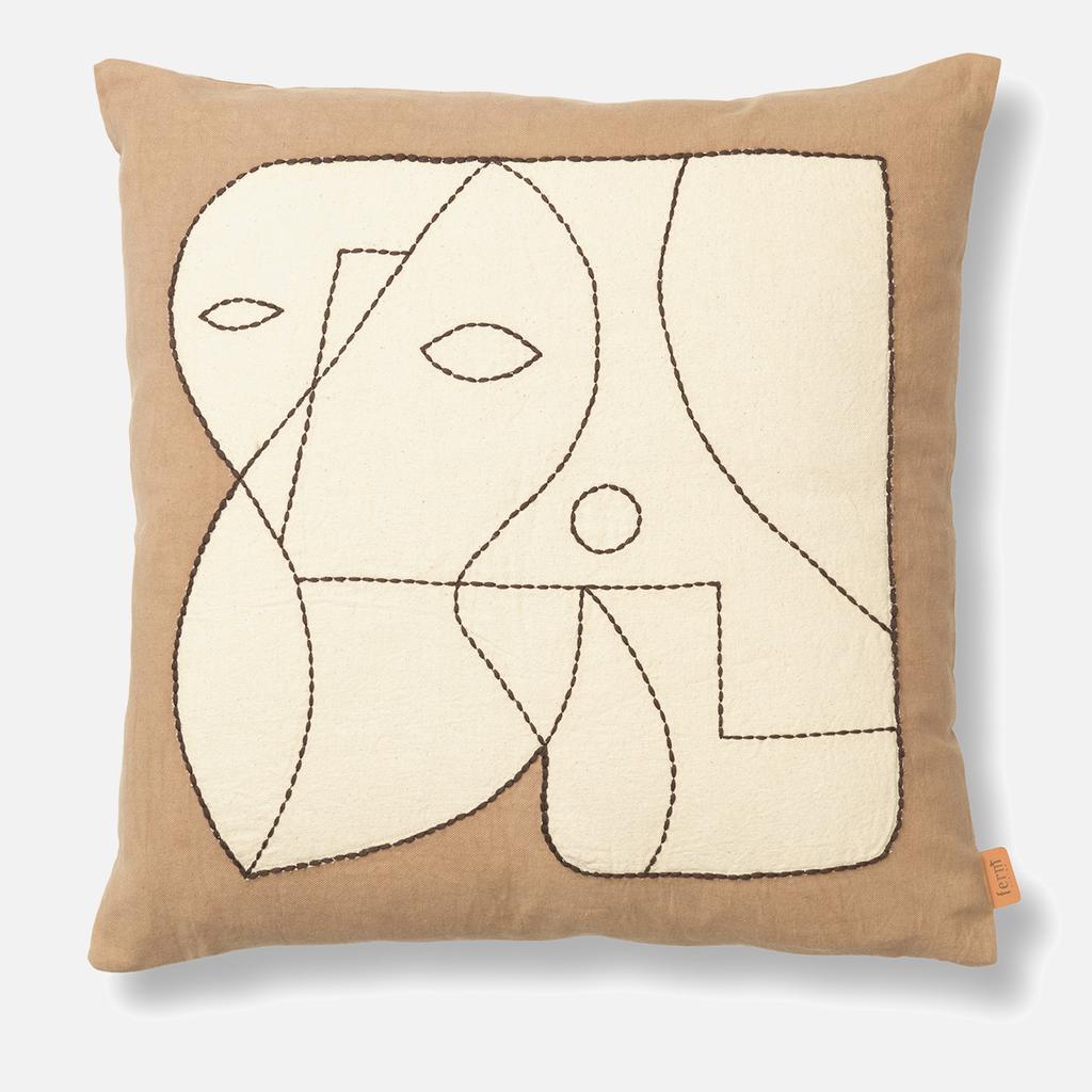 Ferm Living Ferm Living Figure Cushion - Dark Taupe/Off-white