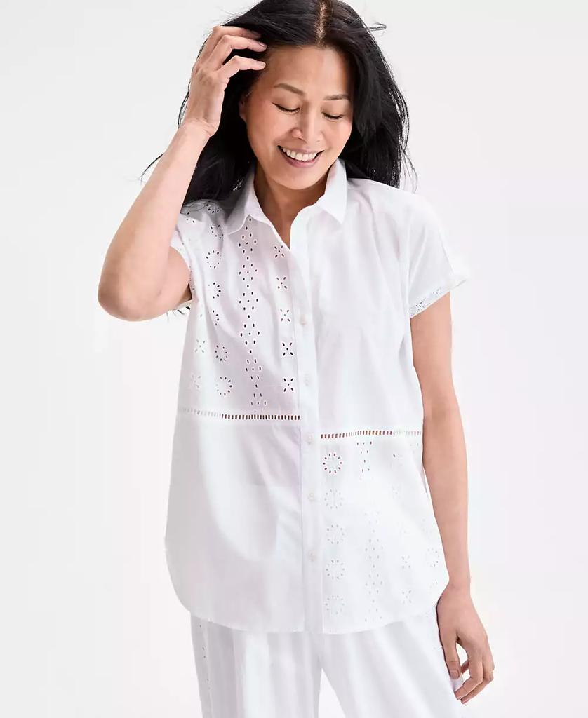 Style & Co Petite Short-Sleeve Knit Henley, Exclusively at