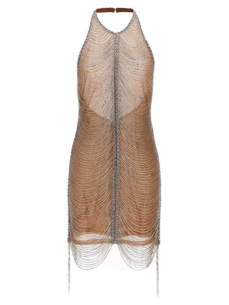 retrofête Retrofete Irina Embellished Halterneck Mini Dress