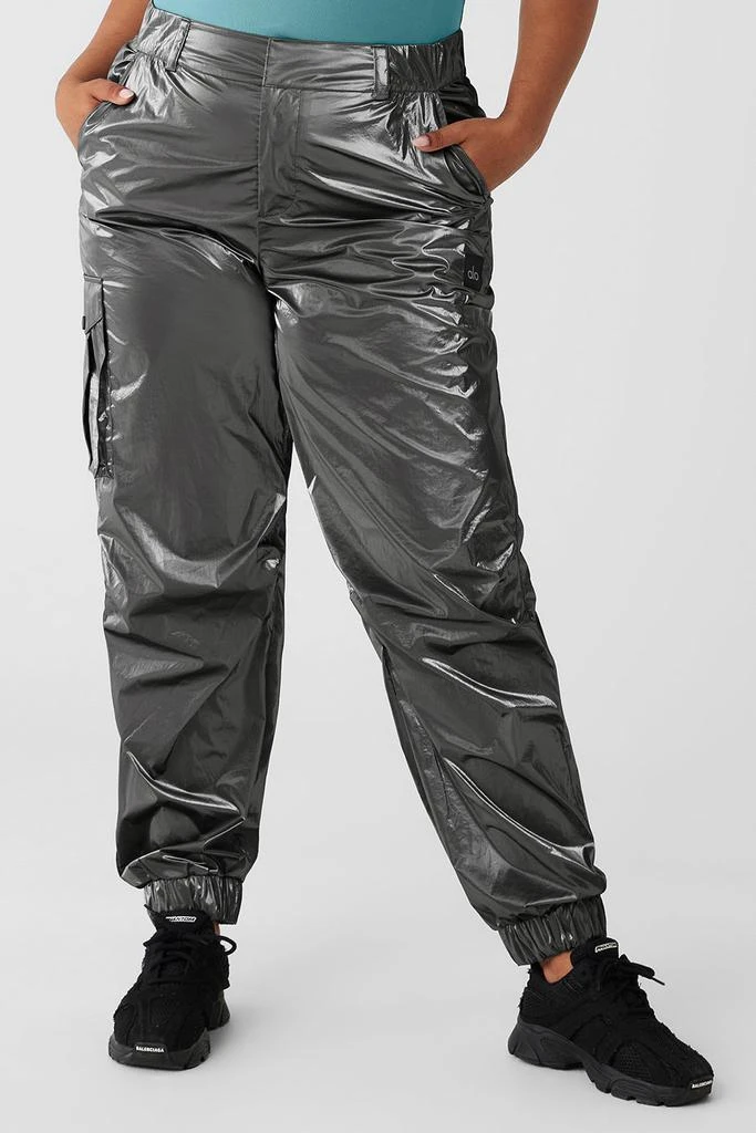 Alo Metallic High-Waist Break Line Jogger - Silver Metallic 5