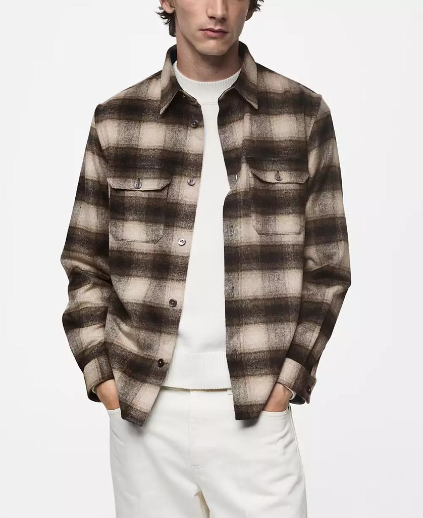 Mango Men's Checkered Wool-Blend Overshirt