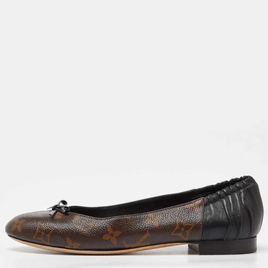 Louis Vuitton Louis Vuitton Brown Leather and Monogram Canvas Joy Ballet Flats Size 36 1