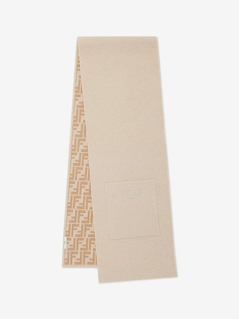 Fendi Fendi Kids Wool FF Reversible Scarf in Beige