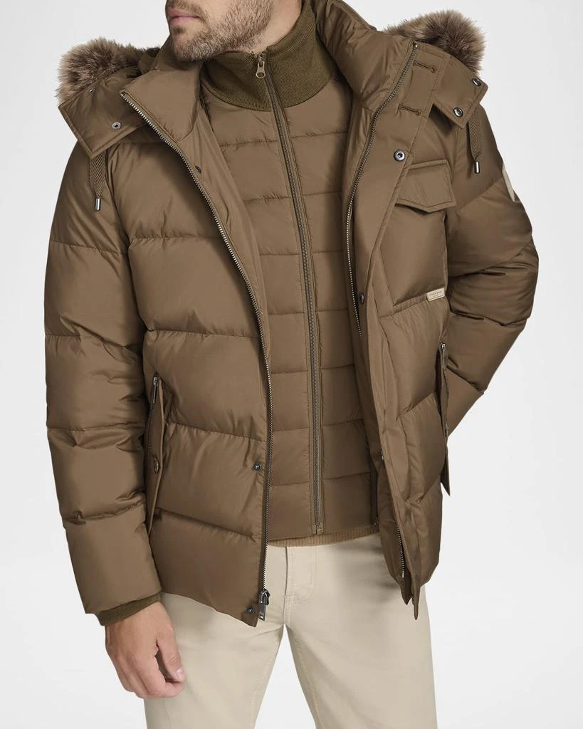 Andrew Marc Men's Down Jacket with Faux Fox Fur 1