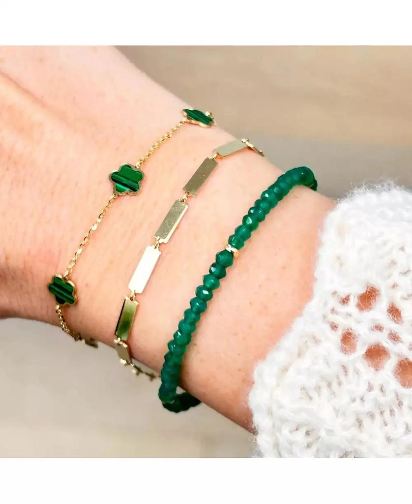 The Lovery Malachite Flower Bracelet 14K Gold 3