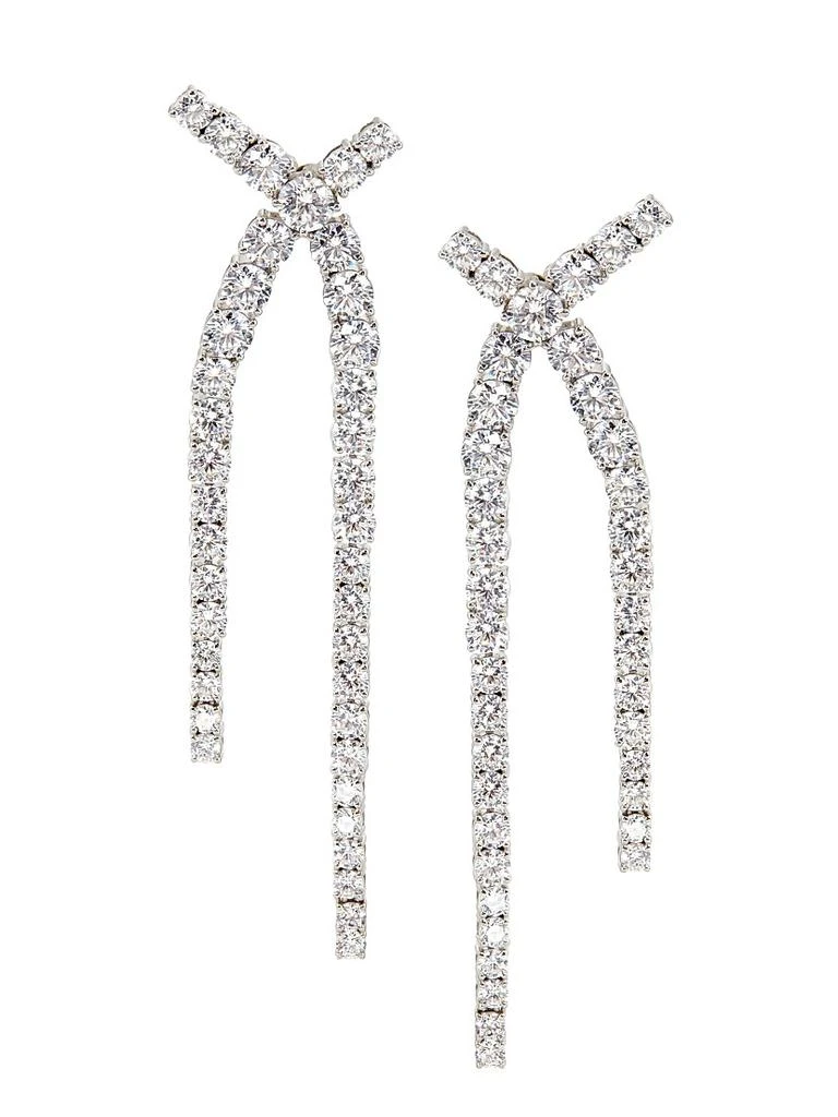 Adriana Orsini Perfect Rhodium-Plated & Cubic Zirconia Tennis Crossover Linear Earrings 1