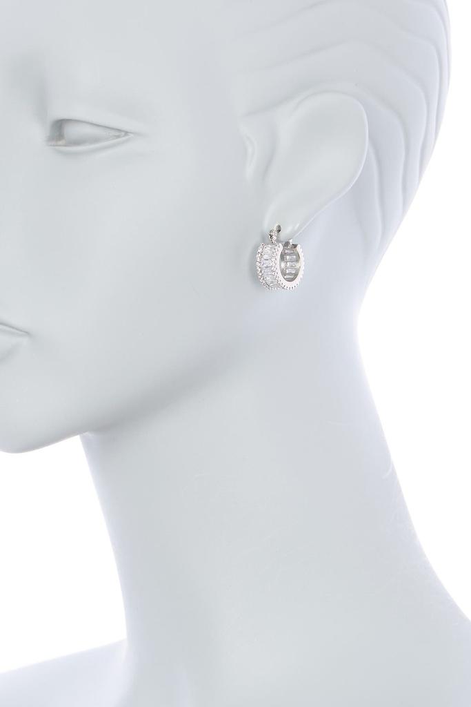 Rivka Friedman Rhodium Clad Cubic Zirconia Encrusted Huggie Earrings