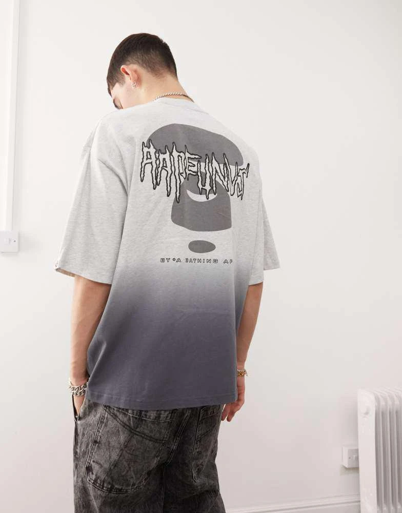 AAPE Aape By A Bathing Ape logo back print ombre t-shirt in grey multi 1