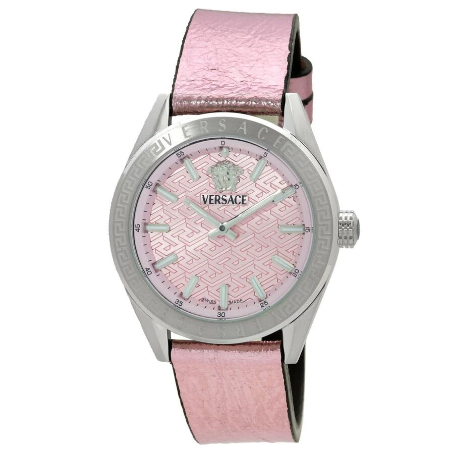 Versace V-Code Quartz Pink Dial Ladies Watch VE8I00124